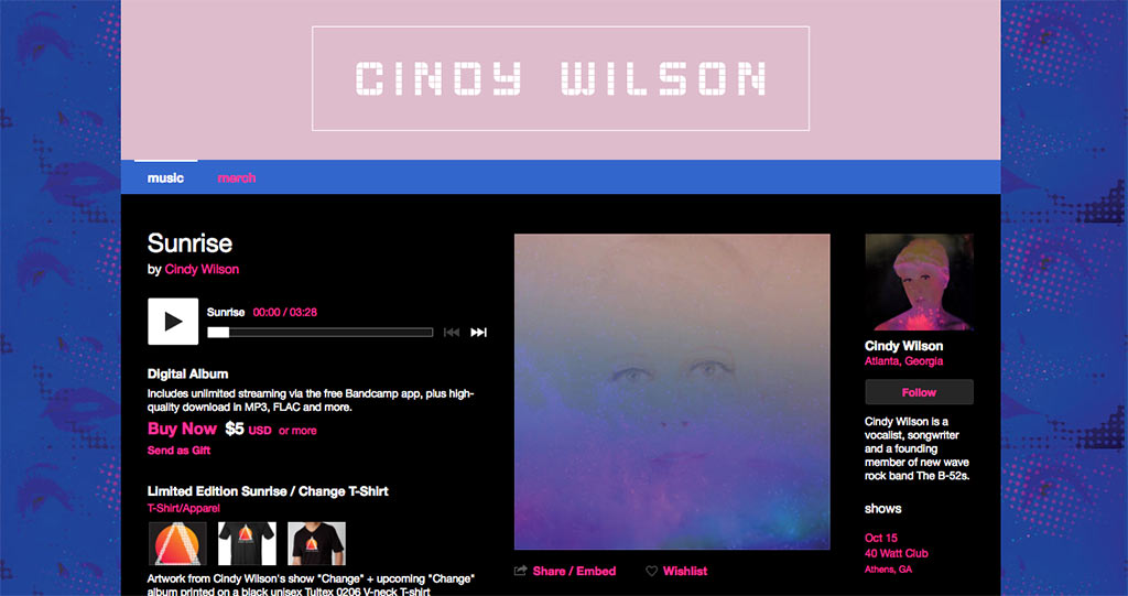 Limited Edition "Sunrise" EP by Cindy Wilson available now!